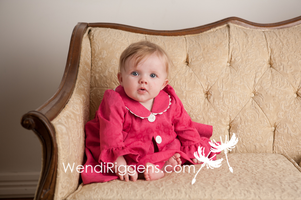 Cute Baby Girl Burlap and Lace 9 Months Old Wendi Riggens Photography