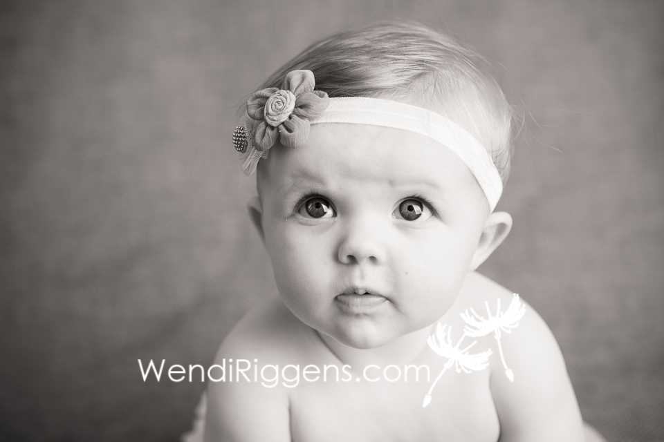 Cute Baby Girl Burlap and Lace 9 Months Old Wendi Riggens Photography