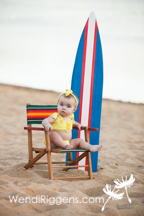 Yellow Polka Dot Bikini Baby on a Beach